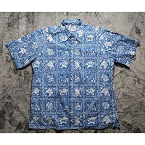 Reyn Spoon Short Sleeve Button Up Hawaiian Shirt Men's Size Large Blue